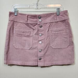 We the Free pink Joanie corduroy full button front mini skirt woman's size 30